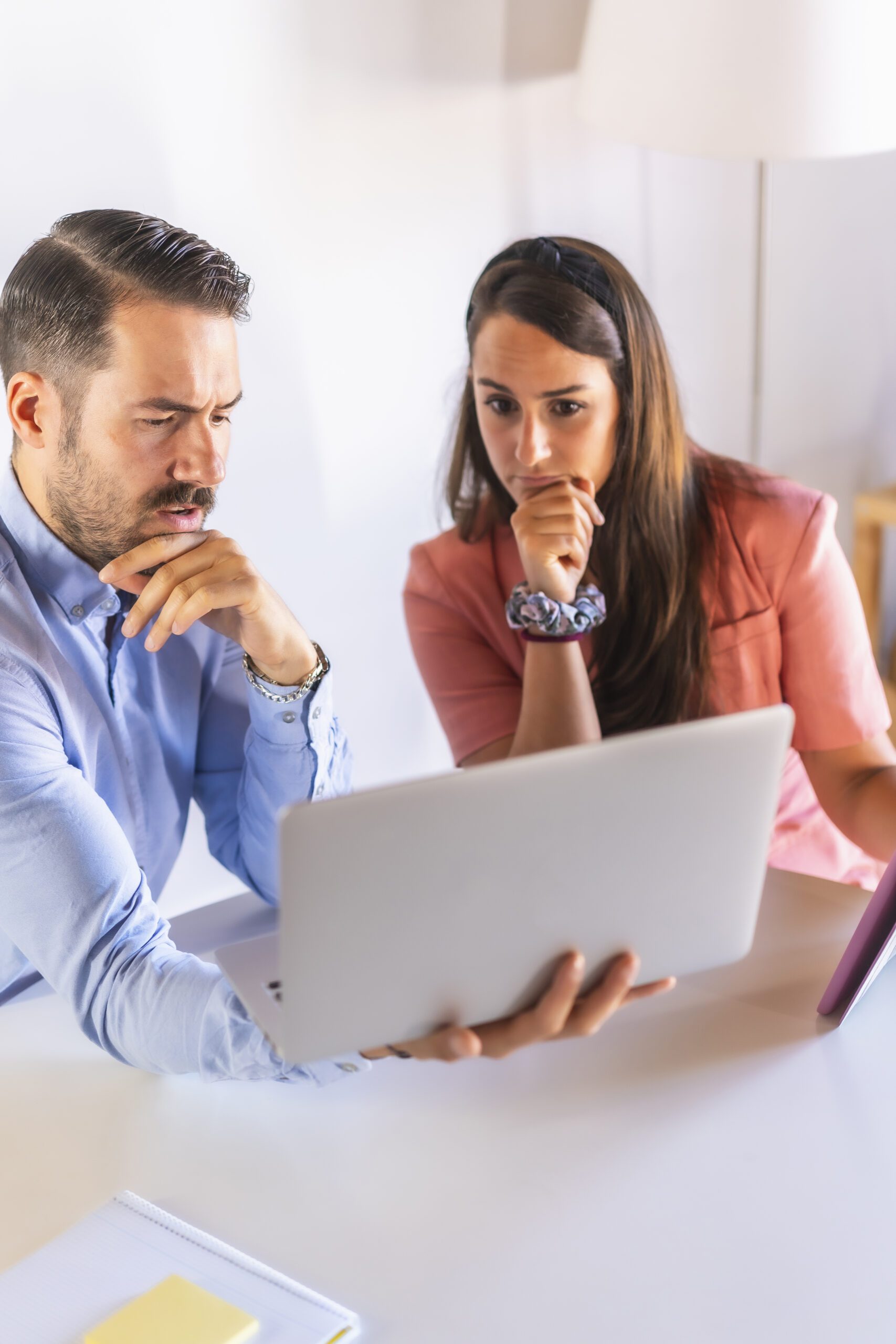A couple teleworking at home, difficulties of the new work normalities